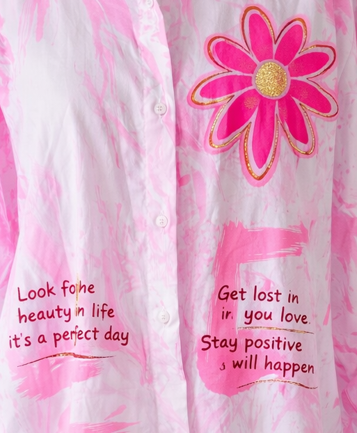 💖 Blouse met Bloem Applicatie - Roze