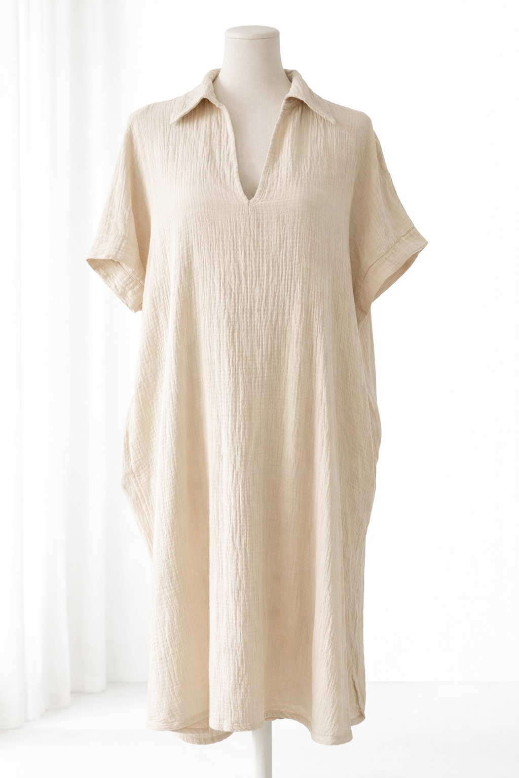 🤍 Oversized Linnen Jurk - Beige