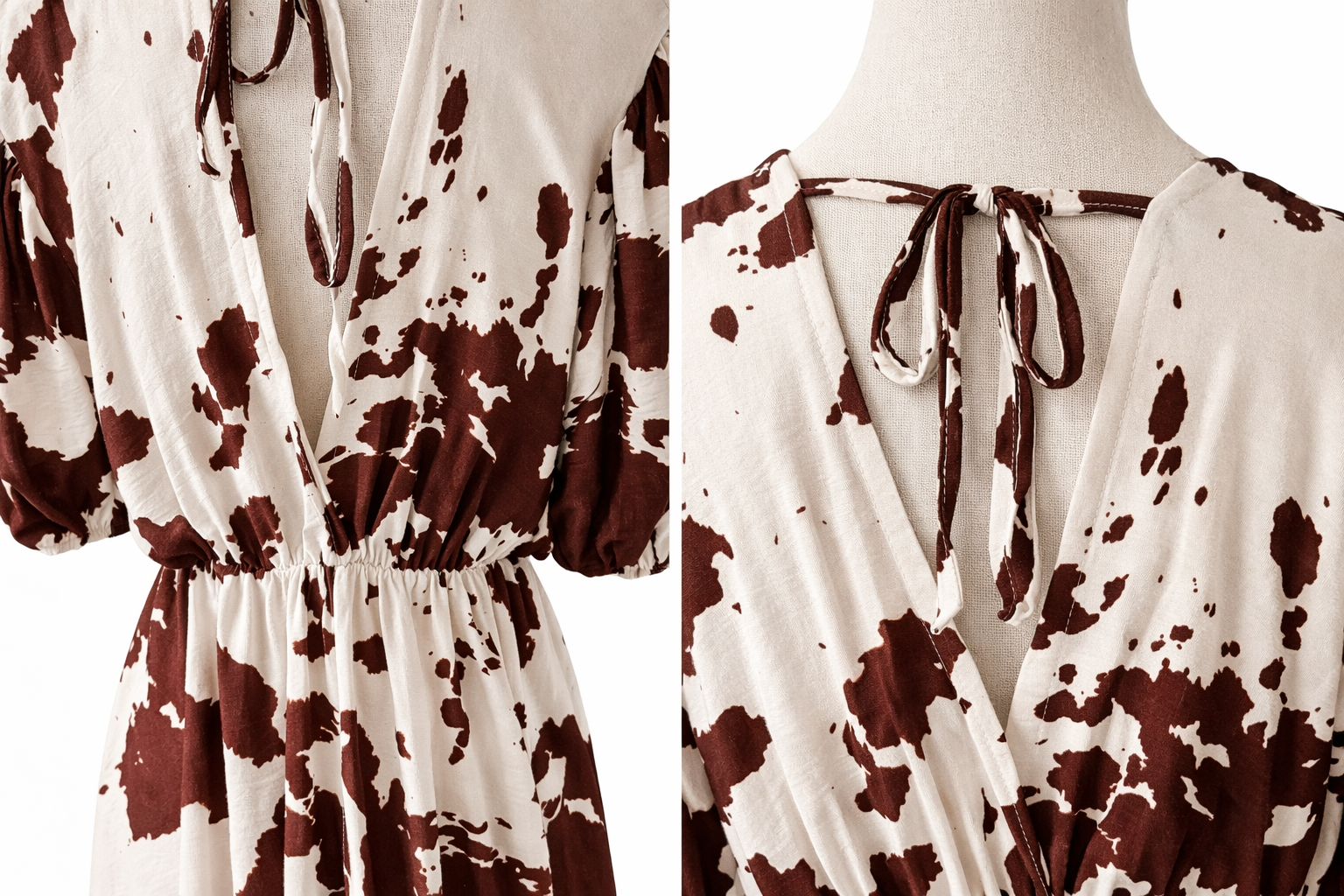 🤎 Koeienprint Maxi Jurk - Bruin