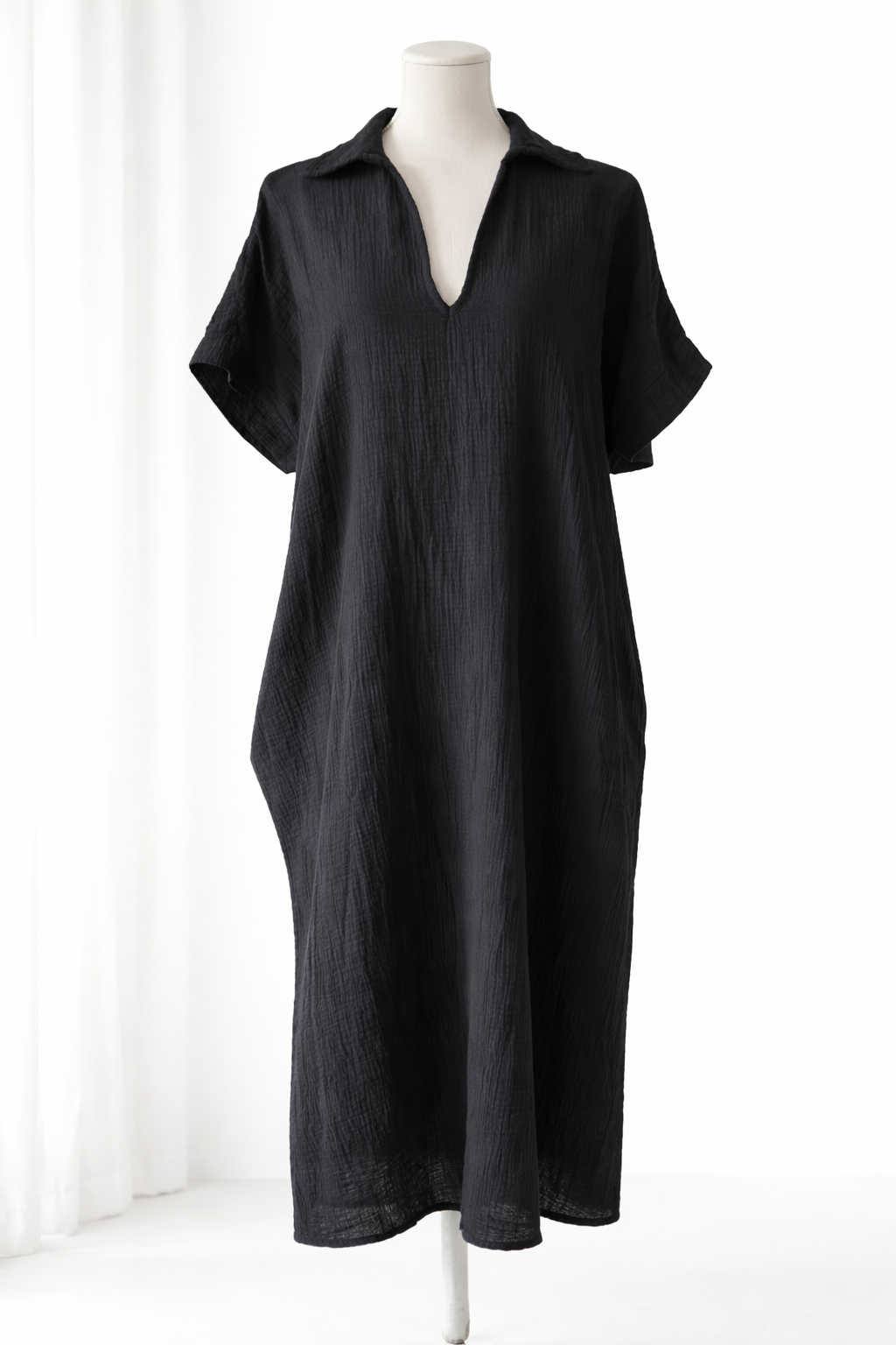 🖤 Oversized Linnen Jurk - Zwart